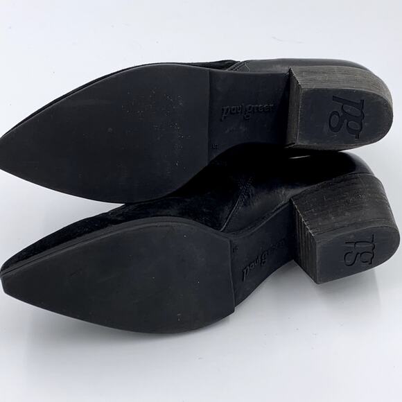 Paul Green Black Booties Ankle Boots Size 5 Leather Suede Pull On Pointy Toe - Picture 5 of 10